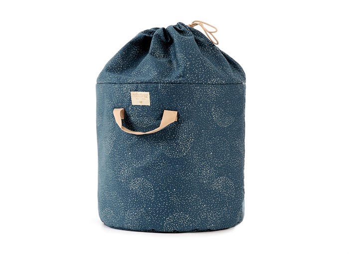 Bamboo Toy Bag Large , Gold Bubble/ Night Blue 