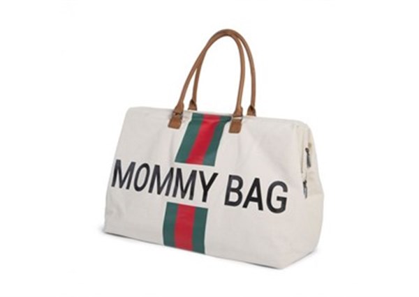 Mommy Bag, Anne Bebek Bakım Çantası, Kanvas Çizgili Yeşil/Kırmızı
